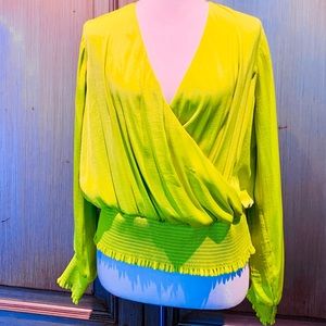 Barr III neon green blouse size large